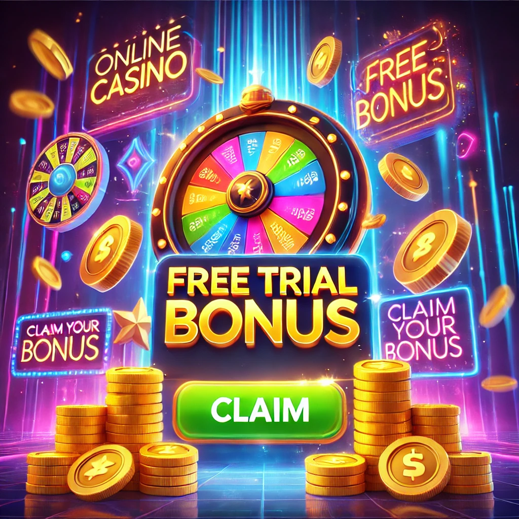 Bonus tekerleği, altın paralar ve "Hemen Bonusu Al" düğmesi ile çevrimiçi casino promosyonu.