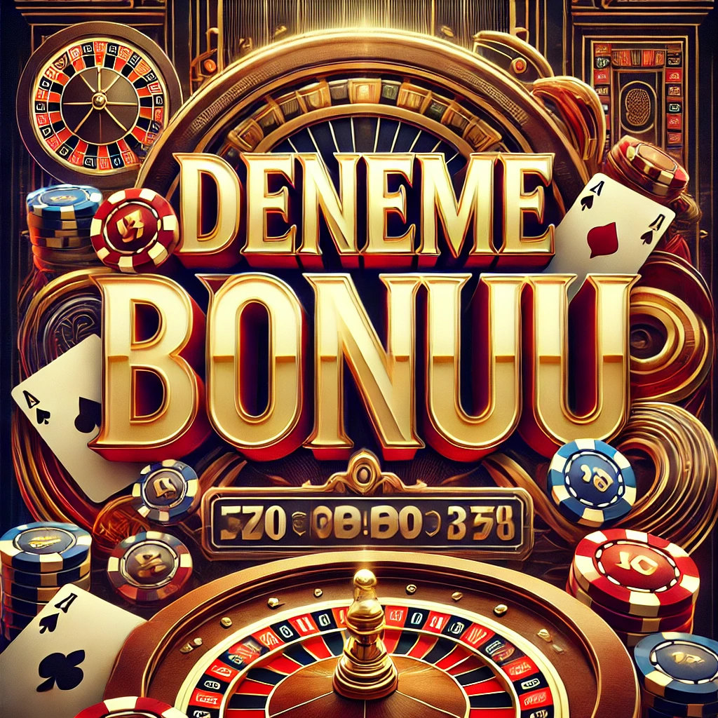 Deneme Bonusu" yazılı, dijital slot makineleri, dönen rulet çarkı ve jackpot efekti içeren online casino arayüzü.